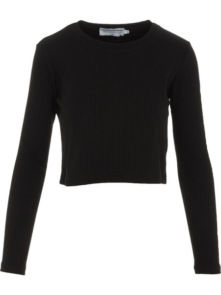 Collectiva Noir Γυναικείο Χειμερινό Crop Top Ριπ Μαύρο CNJ6WB23RIB