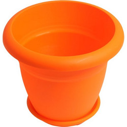 Micplast No84 Γλάστρα Εξωτερικού Χώρου Στρογγυλή Πλαστική Πορτοκαλί 39x32cm