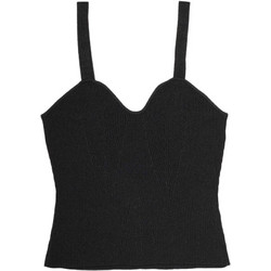 Silvian Heach Γυναικείο Καλοκαιρινό Crop Top Ριπ Μαύρο GPP25157TO