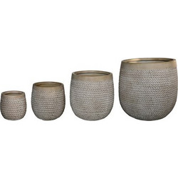 HomeMarkt Gardener Σετ Γλάστρες Στρογγυλές Fiberclay Γκρι 54x54cm 4τμχ HM4722