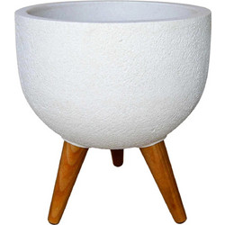 Japi Rustic Γλάστρα Στρογγυλή Πλαστική Λευκή 33x50cm JVRD33