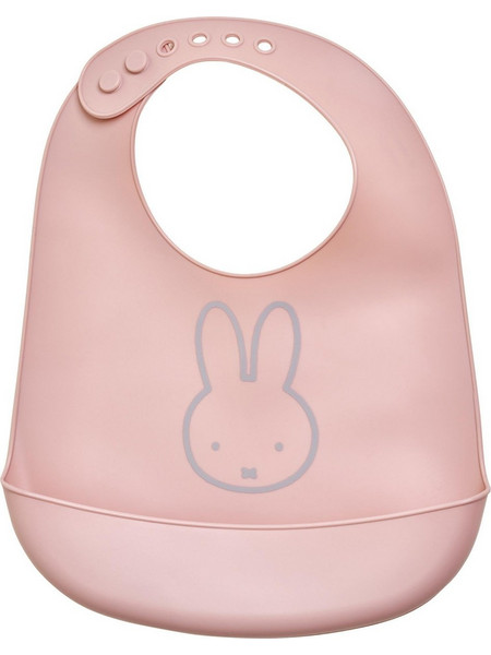 Miffy Koko Αδιάβροχη Σαλιάρα Σιλικόνης με Κουμπί & Τσέπη 6m+ Ροζ
