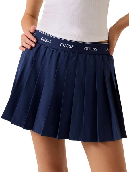 Guess Selene Μίνι Φούστα Υφασμάτινη Ψηλόμεση Πλισέ Navy Μπλε V6GD11W1802-G7JX