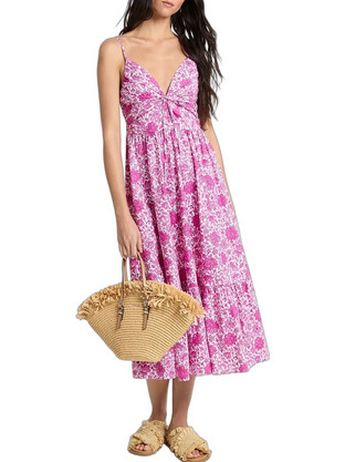 Michael Kors Midi Καλοκαιρινό Φόρεμα για Γάμο / Βάπτιση Floral Φούξια MS683DHKSM-653