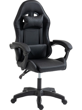 HomeMarkt Stratus Καρέκλα Gaming Δερματίνης Μαύρη HM1231.01