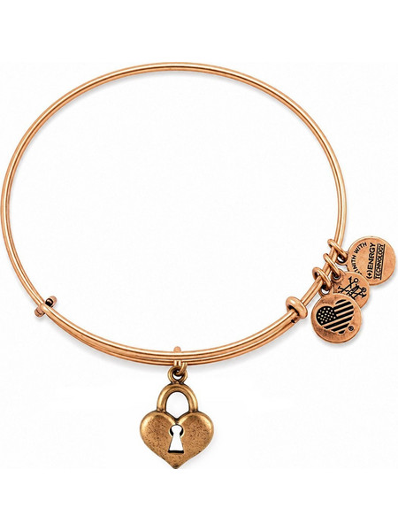 Alex and Ani Γυναικείο Βραχιόλι Βέργα με Καρδιά Ροζ Χρυσό A09EB137RG