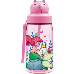 Laken The Little Mermaid Παιδικό Παγούρι Πλαστικό BPA Free με Καλαμάκι Ροζ 450ml