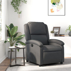 vidaXL Πολυθρόνα Relax με Υποπόδιο Ανακλινόμενη Δερμάτινη Ανθρακί 3205923