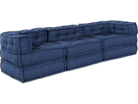 vidaXL Τριθέσιος Καναπές Μπλε 210x70x56cm 3315087