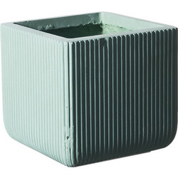 Supergreens Stripe XL Γλάστρα Τετράγωνη Πήλινη Πράσινο Mint 38cm D-2050-8