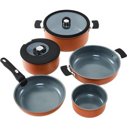 Resto Kitchenware Σετ Μαγειρικά Σκεύη Αλουμινίου με Αντικολλητική Κεραμική Επίστρωση 8τμχ RE95801