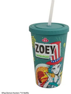 Cinereplicas Ποτήρι Νερού Πλαστικό με Καλαμάκι K-pop Demon Hunters Tumbler Zoey Hamburger Γαλάζιο 475ml CR4385