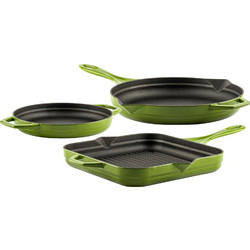 Hosse Kitchen Bamboo Σετ Τηγάνια Μαντεμένια με Αντικολλητική Επίστρωση Εμαγιέ 3τμχ HOSSE151