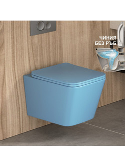 Inter Ceramic Λεκάνη Τουαλέτας Κρεμαστή Rimless χωρίς Καζανάκι με Κάλυμμα Slim Soft Close Γαλάζια ICC5135BL