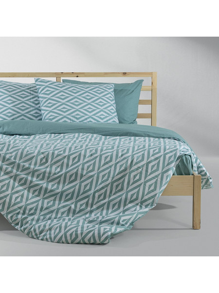 Lino Home Σετ Σεντόνια Μονά Βαμβακερά 170x260 Ikat Μέντα