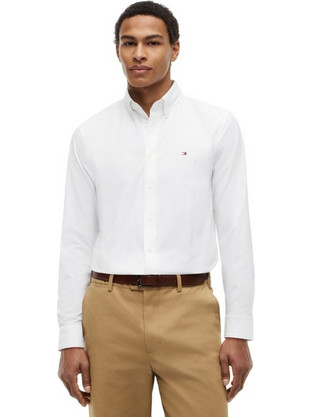 Tommy Hilfiger Ανδρικό Πουκάμισο Βαμβακερό Μακρυμάνικο Κανονική Γραμμή Λευκό MW0MW43429-YBS