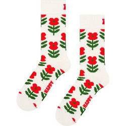 Happy Socks Pixel Flower Ανδρικές Κάλτσες Ψηλές Λευκές P006468