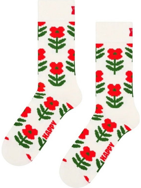 Happy Socks Pixel Flower Ανδρικές Κάλτσες Ψηλές Λευκές P006468