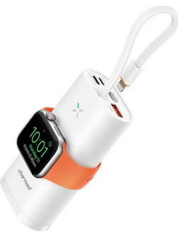 Charmast W1162S Wireless Power Bank 10000mAh 22.5W με Ενσωματωμένο Καλώδιο Lightning Power Delivery White
