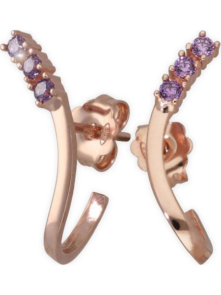 Emmanuela handcrafted for you Γυναικεία Σκουλαρίκια Καρφωτά από Ασήμι 925 Ροζ Χρυσό Επιχρυσωμένα με Ζιργκόν 1348RP