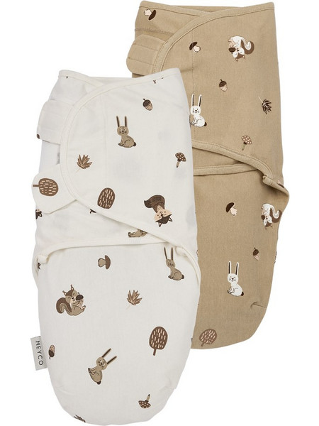 Meyco Baby Swaddle Forest Animals Πάνες Φασκιώματος Λευκές Εκρού 2τμχ
