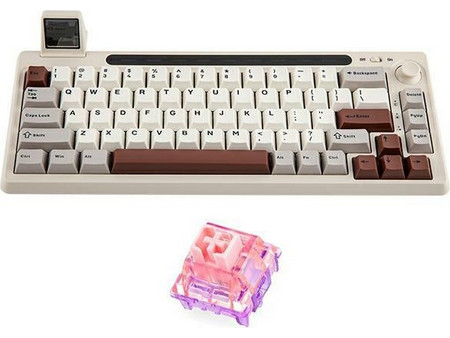 Epomaker RT65 Ασύρματο Μηχανικό Gaming Πληκτρολόγιο TenKeyLess με Flamingo Διακόπτες RGB Grey White
