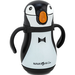 Nava We Care Penguin Παιδικό Παγούρι Θερμός Ανοξείδωτο BPA Free Μαύρο Λευκό 300ml