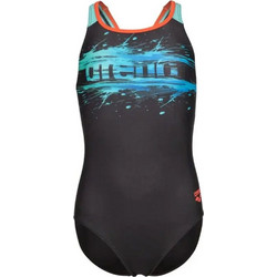 Arena Paint Swim Αθλητικό Παιδικό Μαγιό Ολόσωμο για Κορίτσι Μαύρο Γαλάζιο 011751-580