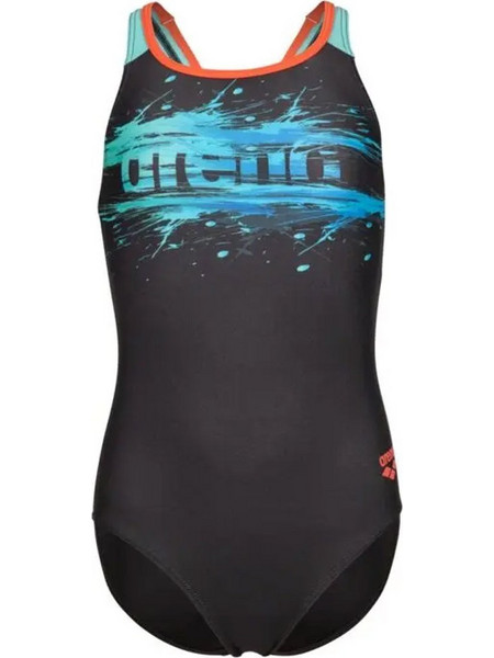 Arena Paint Swim Αθλητικό Παιδικό Μαγιό Ολόσωμο για Κορίτσι Μαύρο Γαλάζιο 011751-580