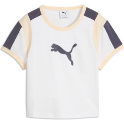 Puma Graphic Ringer Baby Tee Γυναικείο Αθλητικό T-Shirt Λευκό 636621-02