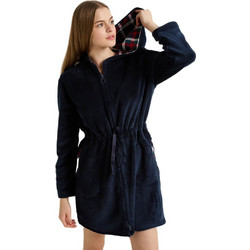 Vamp Γυναικεία Ρόμπα Χειμωνιάτικη Fleece Μαύρη 25609