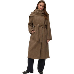 Vero Moda Γυναικείο Παλτό Μάλλινο Καρό Μακρύ Καφέ 10350801