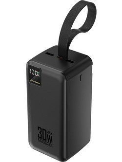 Wozinsky W8-B Power Bank 50000mAh 30W με 2 Θύρες USB-A & 2 Θύρες USB-C Black
