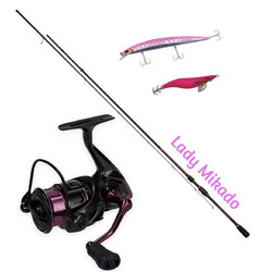 Mikado Lady Σετ Καλάμι Ψαρέματος για Spinning Δίσπαστο 2.4m με Μηχανισμό 5-25gr