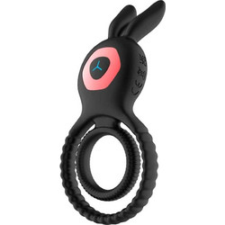 Guilty Toys Bunny Ελαστικό Δαχτυλίδι Πέους Σιλικόνης με Δόνηση 42mm Μαύρο
