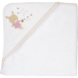 Chicco Bunny Βρεφικό Μπουρνούζι Κάπα Λευκό Ροζ 75x78cm