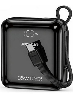 Amaya APB-F138C Power Bank 10000mAh 35W με Ενσωματωμένο Καλώδιο USB-C Black