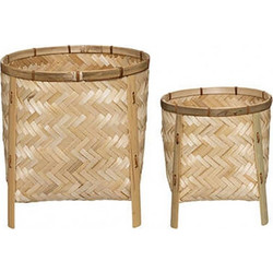 Plastona Σετ Κασπώ Εσωτερικού Χώρου Bamboo με Πόδια 26x28cm 2τμχ