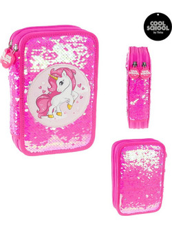 Tinka Unicorn with Sequins Κασετίνα με 2 Θήκες Ροζ 8-804214
