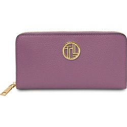 Tuscany Leather Μεγάλο Δερμάτινο Γυναικείο Πορτοφόλι με Φερμουάρ Μωβ TL142485