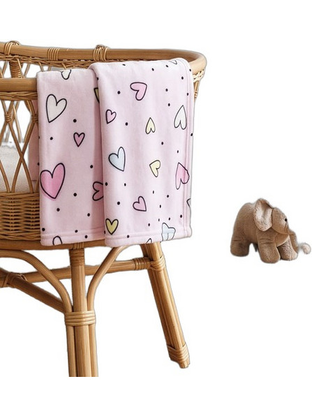 Rythmos Hearts Κουβέρτα Αγκαλιάς Fleece 80x110 Ροζ