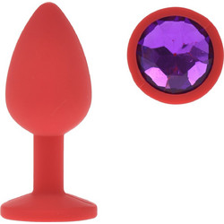 Guilty Toys Silicone Small Πρωκτική Σφήνα Diamond Plug 7cm Κόκκινη Μωβ