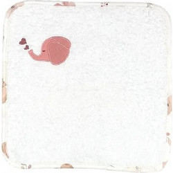 Baby Star Elephant Βρεφική Λαβέτα Ώμου 100% Βαμβακερή Πετσετέ Λευκή Ροζ 30x30cm