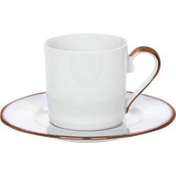 Cryspo Trio Elegance Σετ Φλιτζάνια Espresso & Ελληνικού Καφέ Πορσελάνης Λευκά Ροζ Χρυσά 120ml 6τμχ 24.001.17R