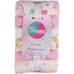 Dreams Newborn Σετ Βρεφικές Λαβέτες Ώμου Πετσετέ Ροζ 23x23cm 6τμχ