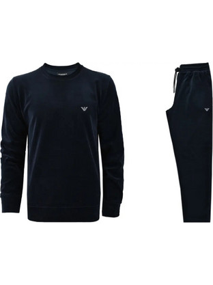 Emporio Armani Χειμωνιάτικες Ανδρικές Πιτζάμες Βαμβακερές Navy Μπλε EM001870AF25039UB102
