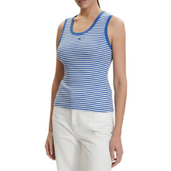 Tommy Jeans Γυναικείο Καλοκαιρινό Top Ριπ Μπλε Λευκό DW0DW20673-0A5