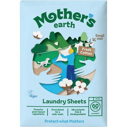 EcoLiving Mother's Earth Fresh Cotton Απορρυπαντικό Πλυντηρίου σε Φύλλα Οικολογικό 60 Πλύσεις