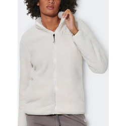 Body Action Γυναικεία Ζακέτα Fleece Μακριά με Φερμουάρ Λευκή 071624