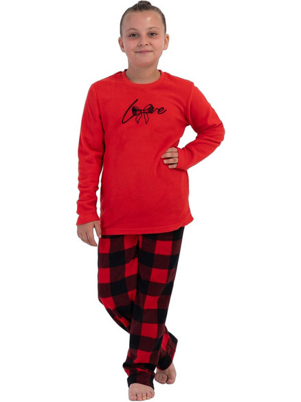 Vienetta Secret Παιδική Πιτζάμα Fleece Χειμωνιάτικη Κόκκινη Μαύρη 161933